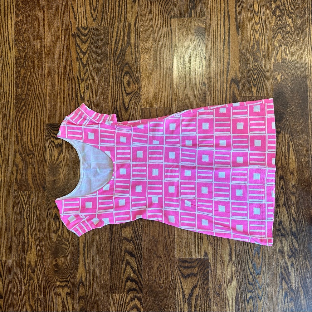MAHI GOLD Vibrant Pink and White Patterned Dress